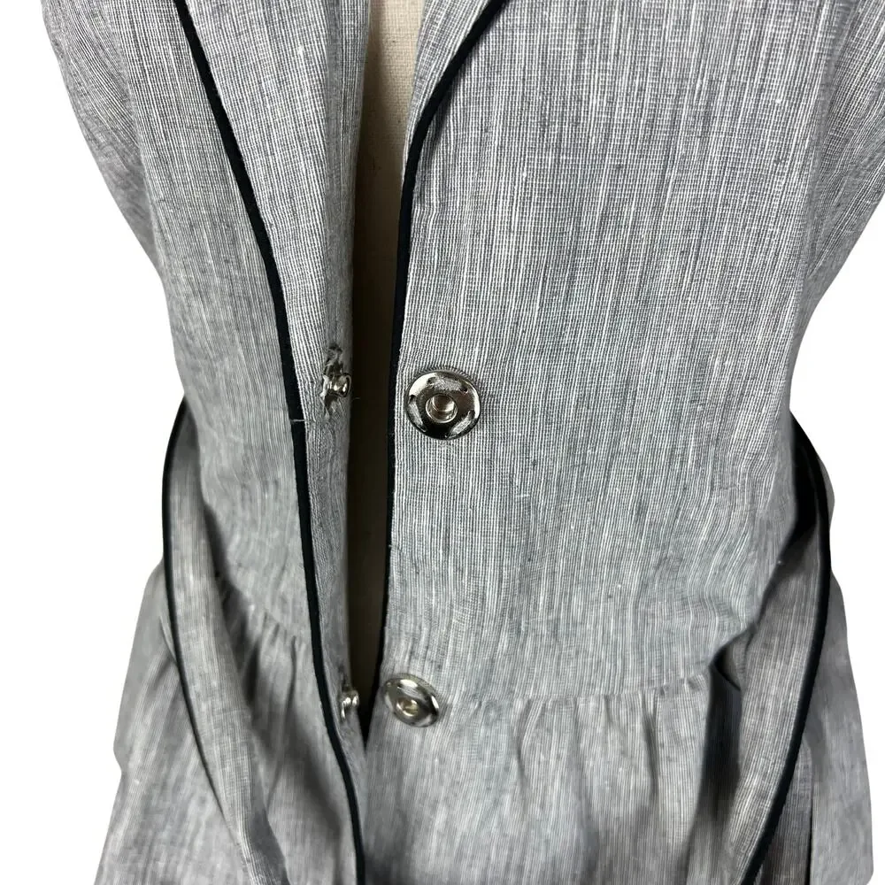 I.N. San Francisco Gray Belted Puff Sleeve Blazer Top Y2K Career Core Medium - Picture 6 of 7